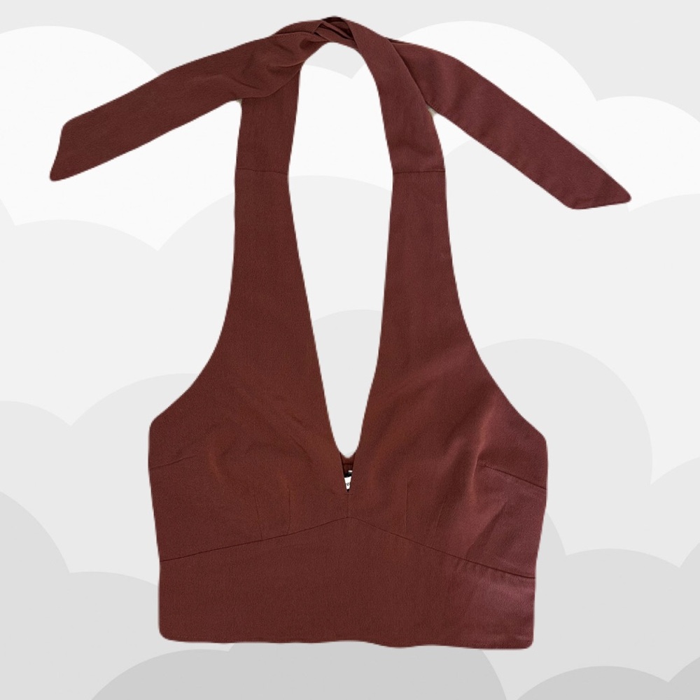 *Abercrombie & Fitch Burgundy Deep V-Neck Halter Crop Top*
